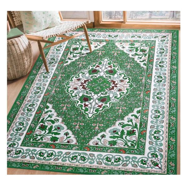 5x8 Area Rugs for Living Room, Machine Washable Low-Pile Carpet, GREEN - Picture 2 of 5